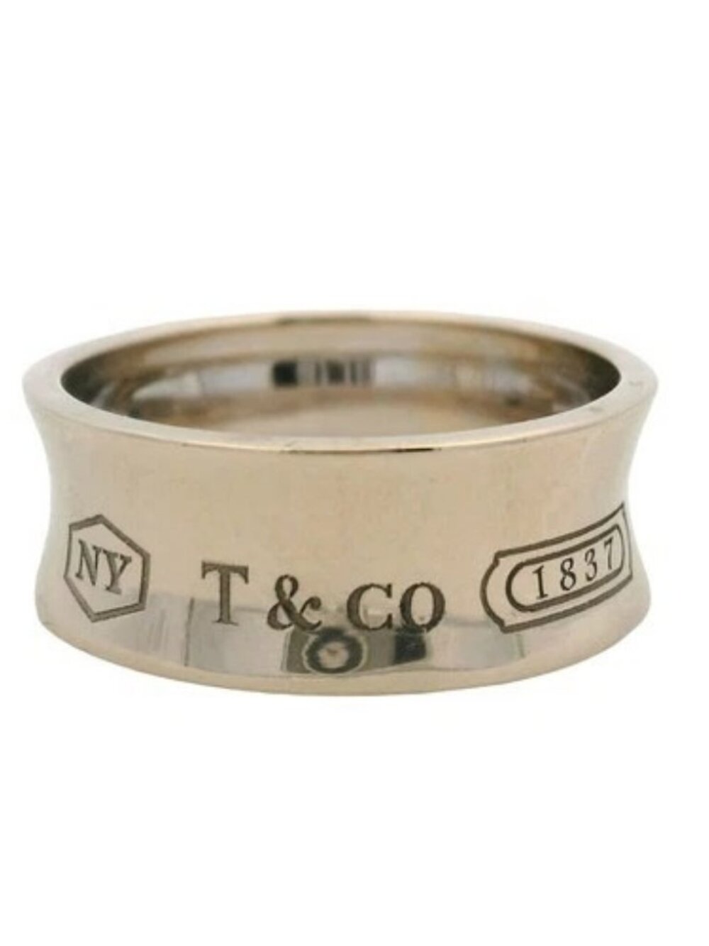 Tiffany & Co Solid 18kt White Gold 1837 Medium Concave Band Size 7 - Picture 2 of 6
